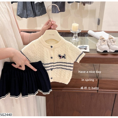 SG2440 SET ÁO LEN CÚN MIX CHÂN VÁY XẾP LY