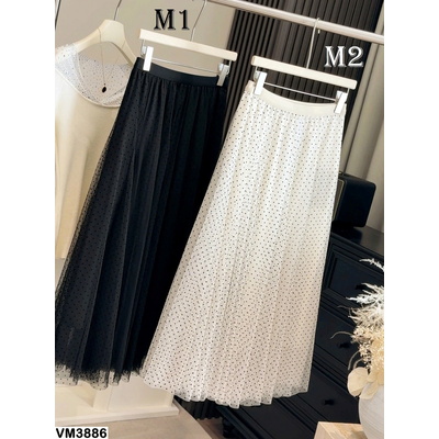 VM3886 CHÂN VÁY VOAN CHẤM BI DÁNG DÀI ANNA