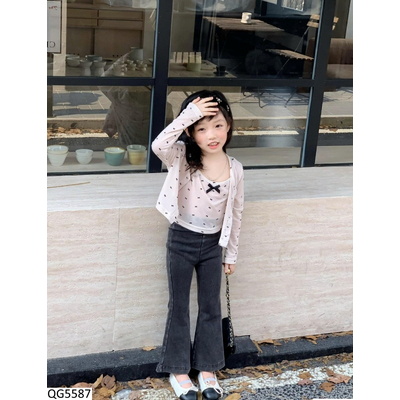 QG5587 QUẦN JEANS SKINNY ỐNG LOE BÉ GÁI