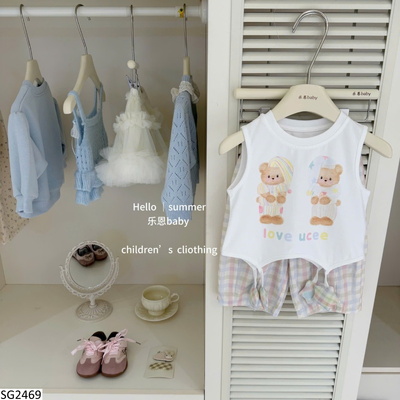 SG2469 SET ÁO SÁT NÁCH MIX QUẦN CARO CHO BG