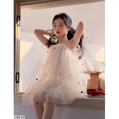 V9834 VÁY 2 DÂY CÔNG CHÚA CHO BG