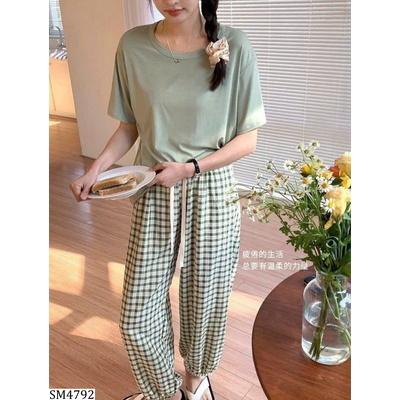 SM4792  BỘ QUẦN KẺ CARO MẶC NHÀ