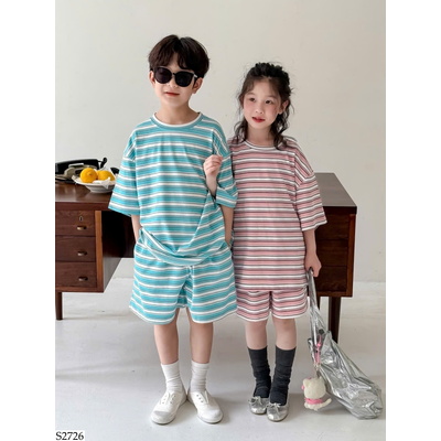 S2726 BỘ SHORT KẺ CHO BÉ