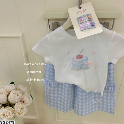 SG2479 ÁO THUN BÁNH NGỌT MIX QUẦN CARO XANH TBABY
