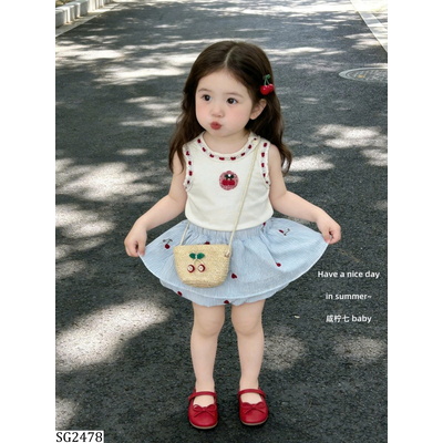 SG2478 SET VÁY CHEERY CARO XANH TBABY