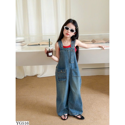 YG516 YẾM JEAN ỐNG RỘNG BÉ GÁI AMBB
