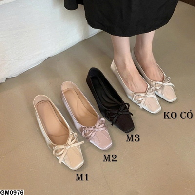 GM0976 GIÀY BÚP BÊ MŨI VUÔNG ĐÍNH NƠ