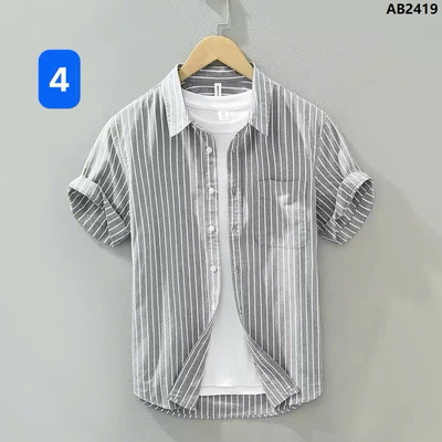 AB2419  ÁO SƠ MI NAM KẺ SỌC TAY NGẮN