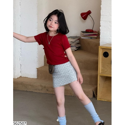 SG2507 SET ÁO CROPTOP ĐỎ KHOÉT EO MIX QUẦN VÁY CHẤM BI