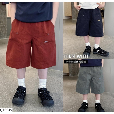 QT5549 QUẦN SHORT THÔ MỀM THÊU TÚI AOAOKIDS