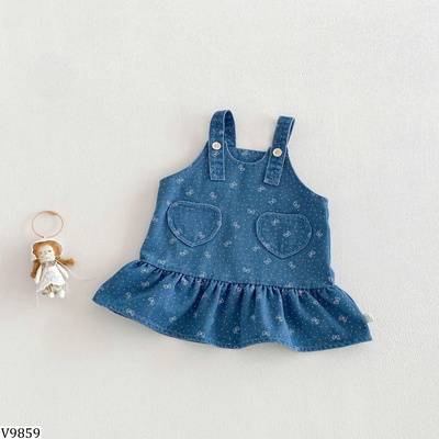 V9859 VÁY JEAN 2 DÂY TÚI TIM