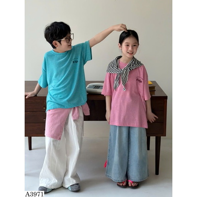 A3971 ÁO THUN CỔ TRÒN BÉ TRAI VÀ BÉ GÁI