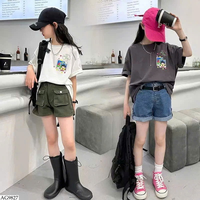 AG9827 ÁO PHÔNG HOẠ TIẾT BÉ GÁI