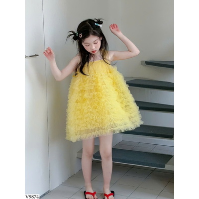 V9874 VÁY ÁO 2 DÂY CHO BÉ GÁI