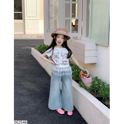 SG2546 SET ÁO PHỐI REN MIX QUẦN JEAN CHO BG