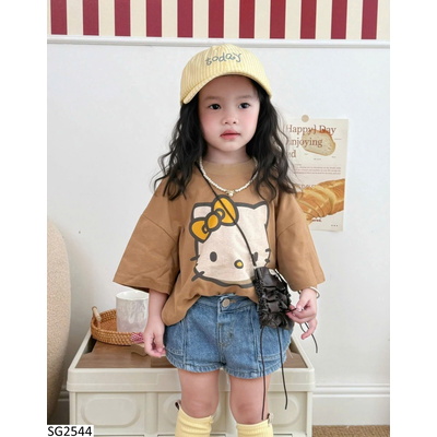 SG2544 SET ÁO KITTY MIX QUẦN SHORT JEAN CHO BG
