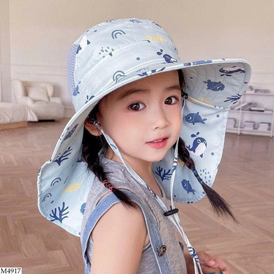 M4917 MŨ CHỐNG NẮNG RỘNG VÀNH CHÙM GÁY CHO BÉ