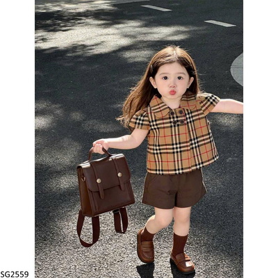 SG2559 SET ÁO KẺ MIX QUẦN SHORT CHO BG