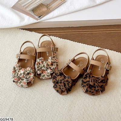 GG9478 SANDAL NƠ HỌA TIẾT CHO BG