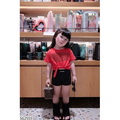 SG2555 SET ÁO PHÔNG CHỮ MIX QUẦN SHORT CHO BÉ