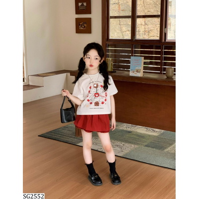 SG2552 ÁO GẤU MIX QUẦN GIẢ VÁY ĐỎ