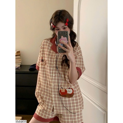 SM4855 SET ĐỒ BỘ PIJAMA CARO PHỐI VIỀN