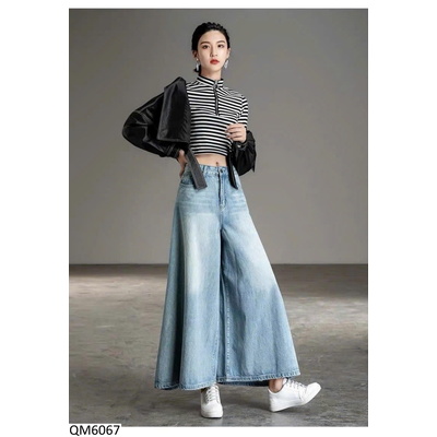 QM6067 QUẦN JEAN ỐNG RỘNG NỮ DÁNG SUÔNG
