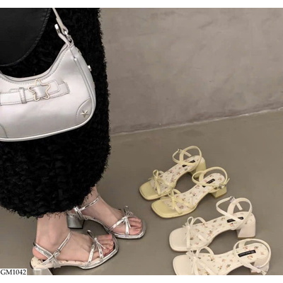 GM1042 SANDAL CAO GÓT QUAI NGANG THẮT NƠ