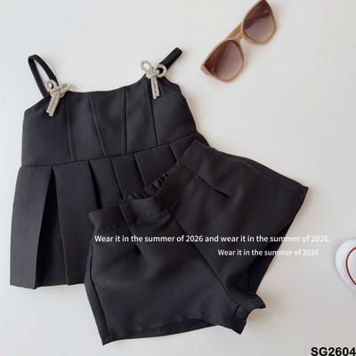 SG2604 SET ÁO 2 DÂY QUẦN SHORT BÉ GÁI