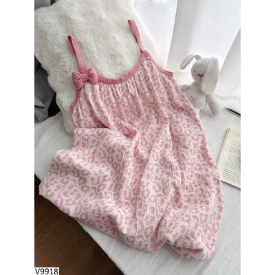 VM3934 VÁY 2 DÂY MẶC NHÀ HỌA TIẾT DA BEO CÓ ĐỆM NGỰC