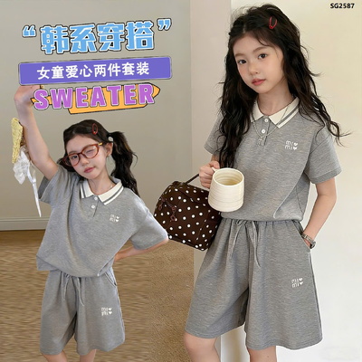 SG2587 BỘ POLO HÈ MIUMIU TRÁI TIM BG