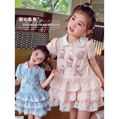 V9934 VÁY PHỐI REN CHO BÉ GÁI