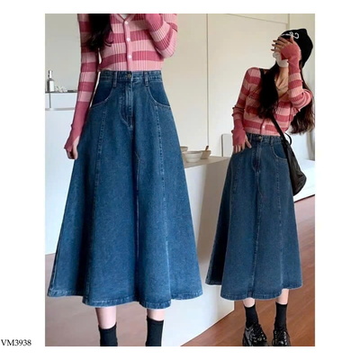 VM3938 CHÂN VÁY JEANS DÁNG BASIC