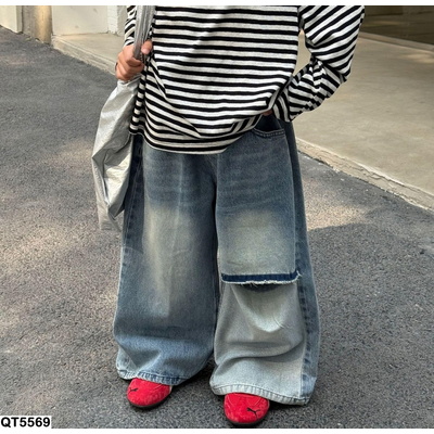 QT5569 JEANS SUÔNG RÁCH GỐI FANSHU