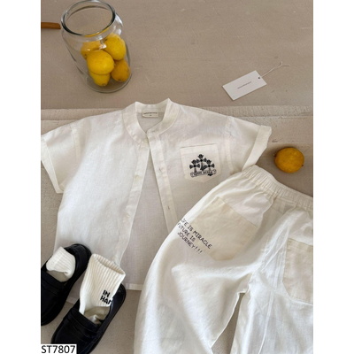 ST7807 SET SƠ MI CỔ TRỤ MIX QUẦN BAGGY CHO BÉ