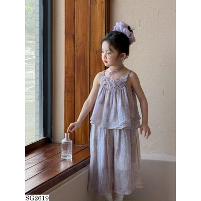 SG2619 BỘ ĐỒ BÉ GÁI ÁO HAI DÂY & QUẦN ỐNG RỘNG