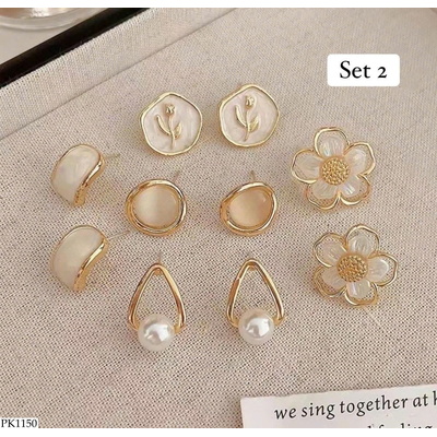 PK1150 SET 5 ĐÔI KHUYÊN TAI NGỌC TRAI