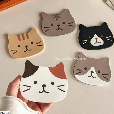 PK1178 SET 5 MIẾNG LÓT LY HÌNH MÈO