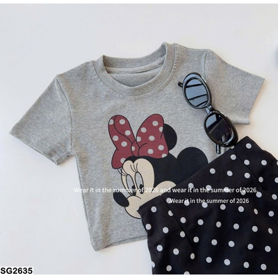 SG2635 ÁO MICKEY XÁM MIX CV CHẤM BI T&QKIDS