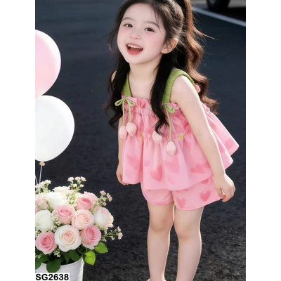 SG2638 SET BỘ HAI DÂY HỌA TIẾT TRÁI TIM GẮN HOA TULIP