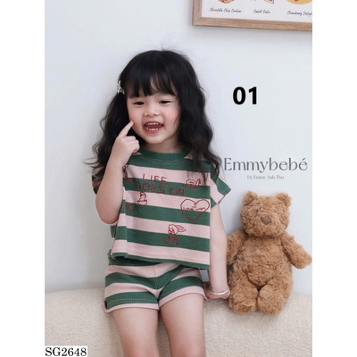 SG2648 BỘ ĐỒ BÉ GÁI ÁO THUN NGẮN TAY + QUẦN SHORT