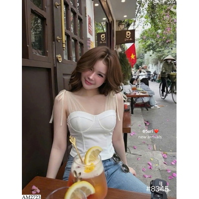 AM2723 ÁO 2 DÂY PHỐI LƯỚI CHO NỮ NHÀ W.G.W.E