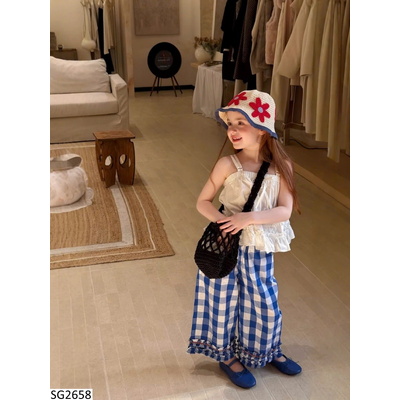 SG2658 SET ÁO 2 DÂY MIX QUẦN KẺ CARO CHO BG