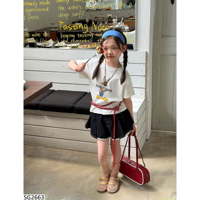 SG2663 SET ÁO THUN THỎ MIX QUẦN VÁY DENIM CHO BG