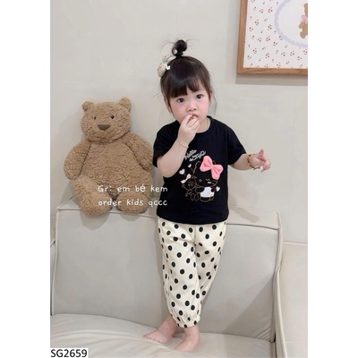 SG2659 SET ÁO KITTY MIX QUẦN CHẤM BI CHO BG