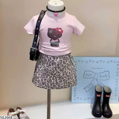 SG2668 SET ÁO KITTY MIX CHÂN VÁY BEO CHO BG