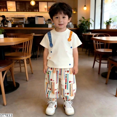ST7833 SET ÁO CỘC TAY + QUẦN JOGGER CHO BÉ