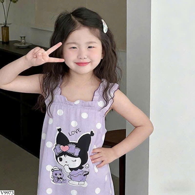 V9973 VÁY NGỦ 2 DÂY CHO BÉ GÁI