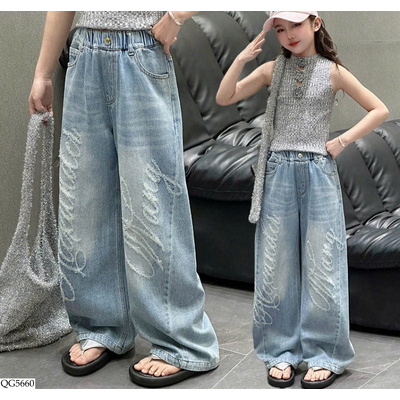 QG5660 QUẦN JEAN SUÔNG CHO BÉ GÁI