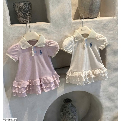 VN0804.01 VÁY CỔ POLO VIỀN BÈO CHO BG